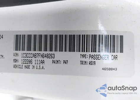 2015 Chrysler 200 Limited из США, поврежденный, VIN 1C3CCCAB7FN648263